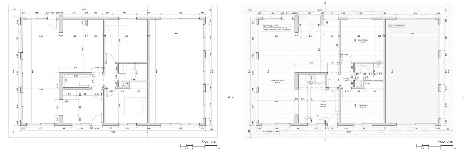 Existing and proposed floor plans for the Family Home Renovation